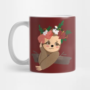 cute little sloth with flower crown Mug